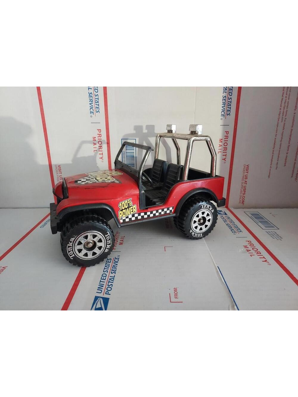 Vintage Tonka Red Rampage off road Jeep wrangler pressed steel model car - T6#26